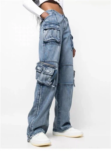 Loose - Fit multi - džepne pantne pantalone